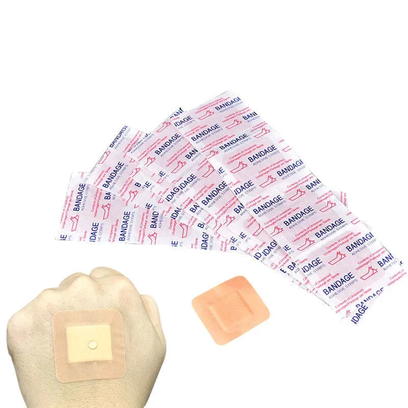 100Pcs/Set First Aid Wound Dressing Patch Tape Breathable Band Aid Adhesive Bandages Square 38*38mm Woundplast Plasters