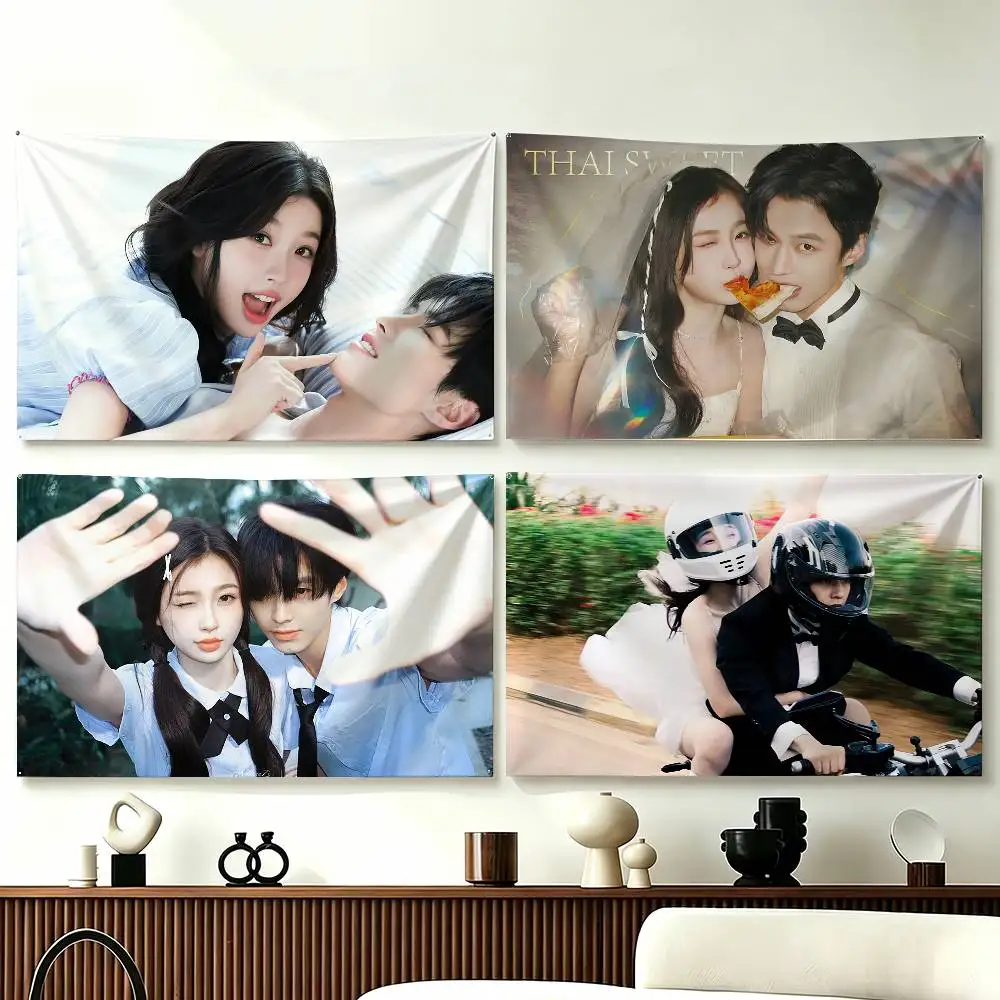 Speed and Love Jin Zhao Jiang Mu Esther He Yu Funny Flags for Bedrooms Home Decor Items Outdoor Decors Garage Decoration Flaga