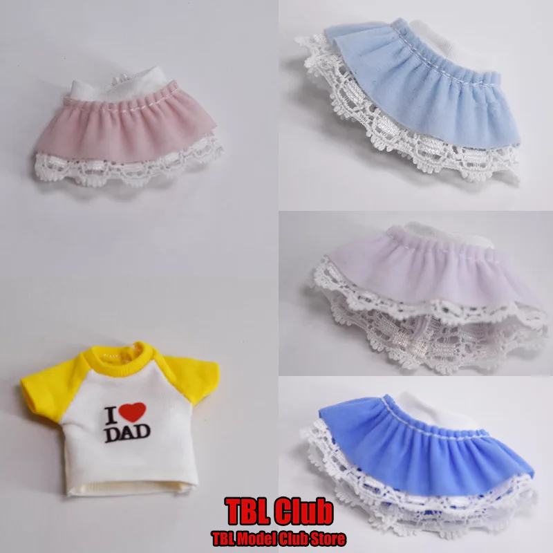 

1/12 Scale Color Blocked Short Sleeves 4 Colour Loungewear White Lace Skirt Female Clothes For 6-inch Action Figure Soldier