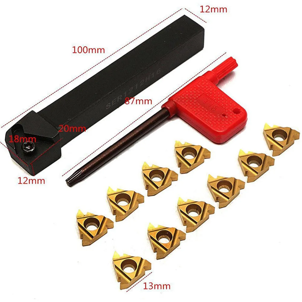 

SER1212H16 External Turning Tool Holder Boring Bar &10pc 16ER AG60 Carbide Insert Blade Turning Tool Internal Thread Tool Holder