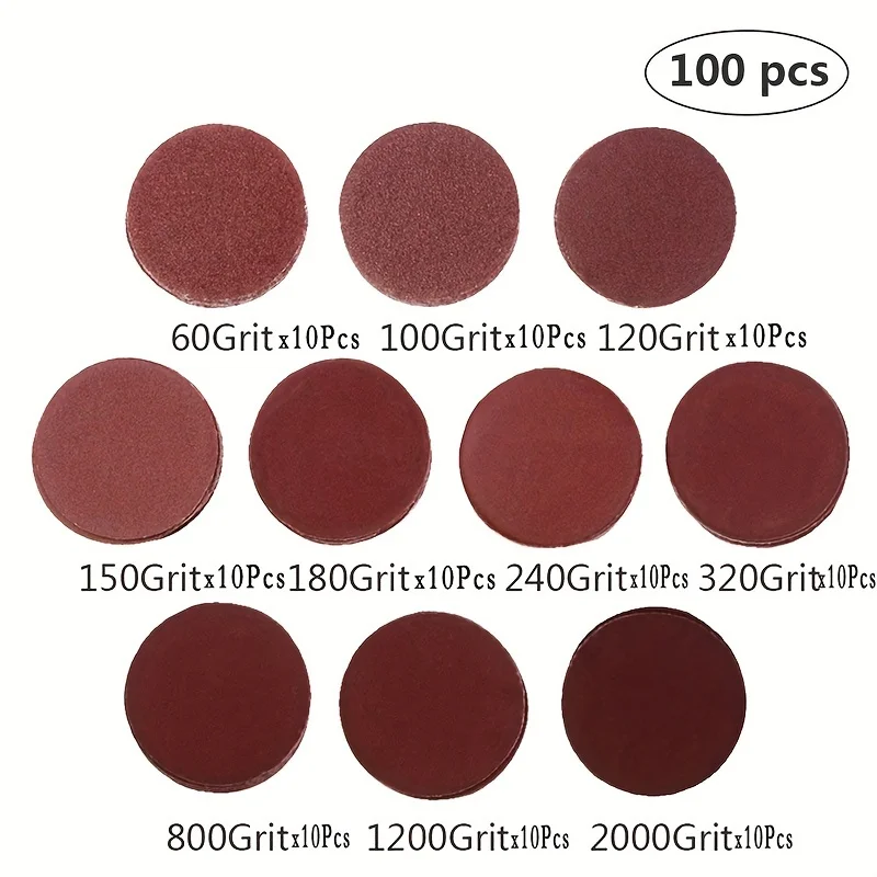 52/102 Piece 2 Inch 50mm Sanding Sheet Pad 60-2000 Grit Grinding Polishing Pad Kit For Rotating Tools Sandpaper Kit Accessories