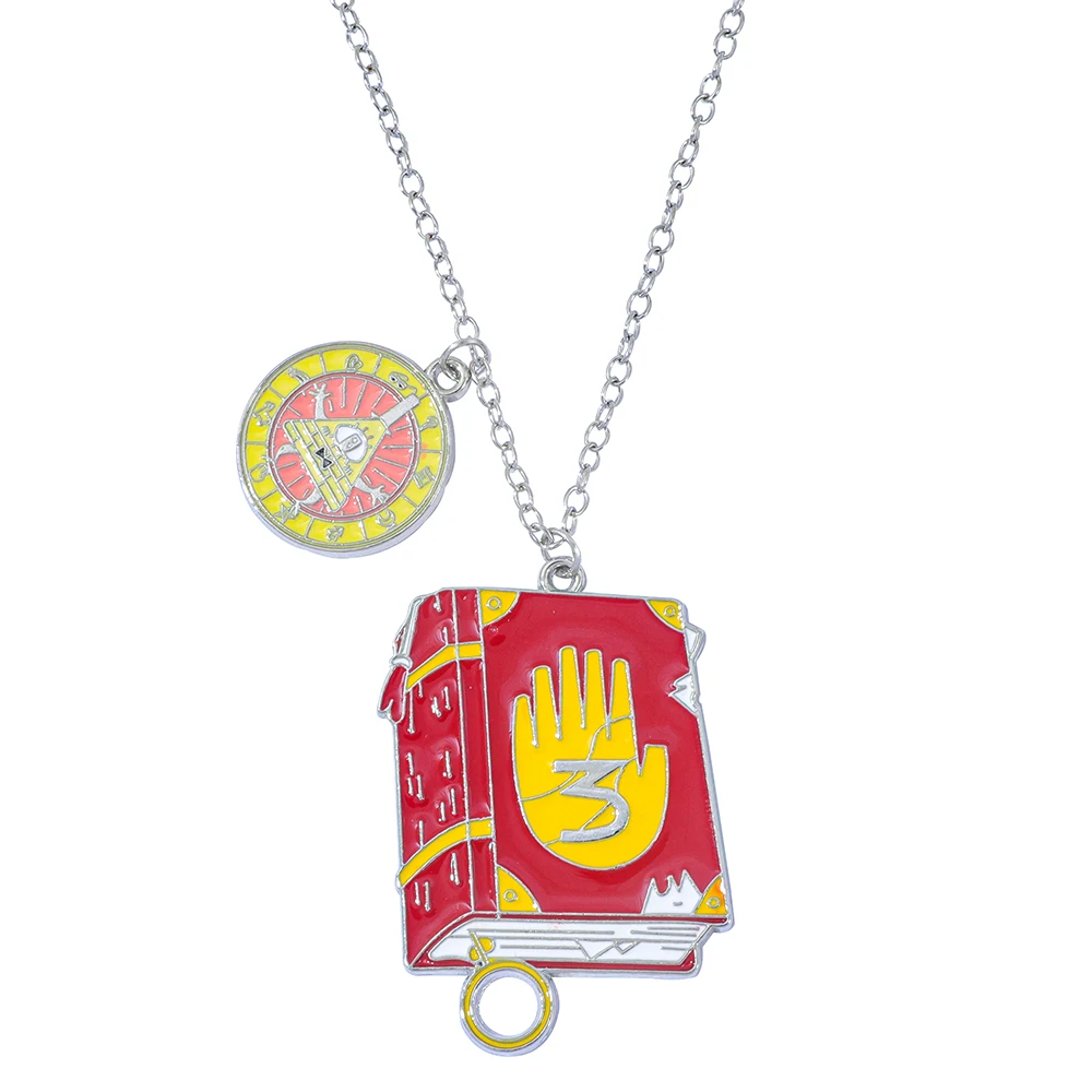 قلادة كتاب Gravity Falls Bill Cipher - قلادة ساحرة من Journal 3، مجوهرات غامضة للمعجبين