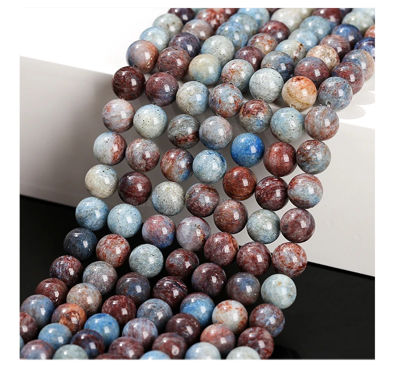 4 6 8 10mm Natürliche Blaue Steinperlen Runde Lose Abstandsperlen Edelsteinperlen Schmuckherstellung DIY Armband Halskette Zubehör Großhandel – Detail 6