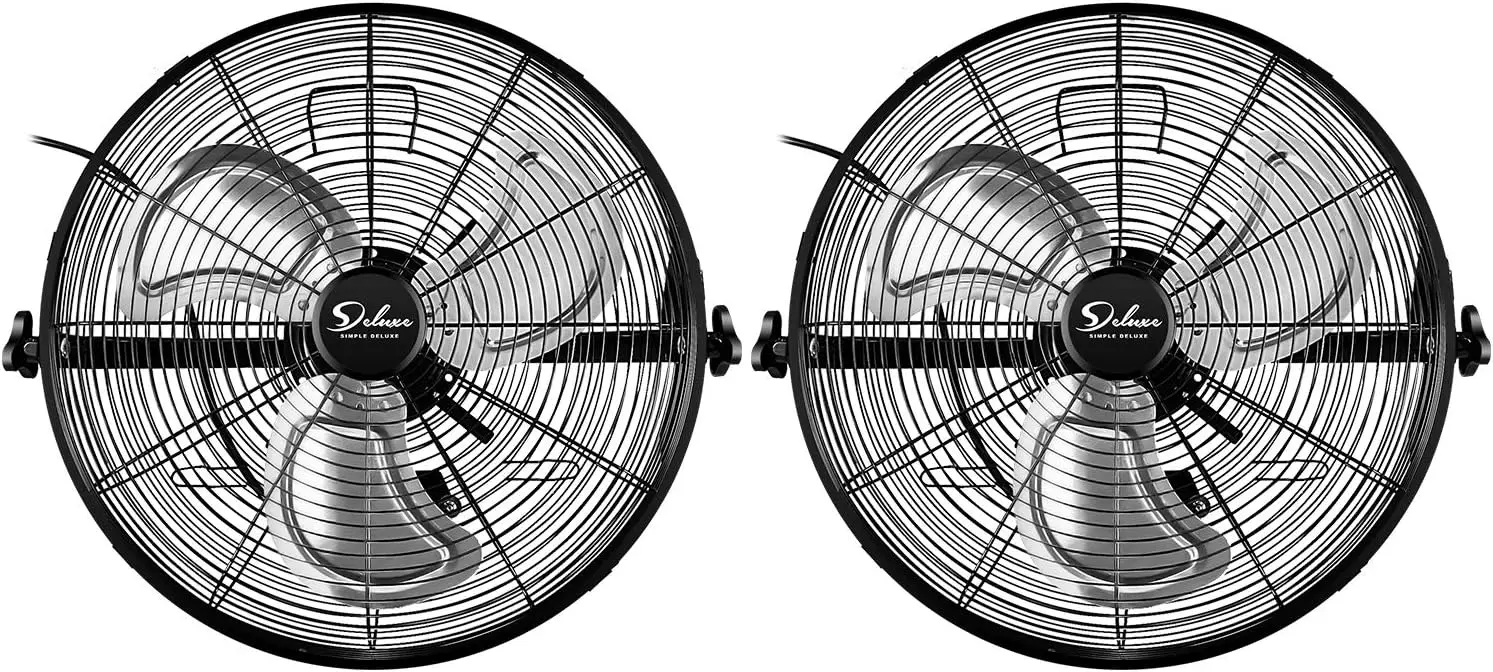 Black Wall-Mount Fan for Warehouse, Greenhouse, Workshop, Patio, Factory