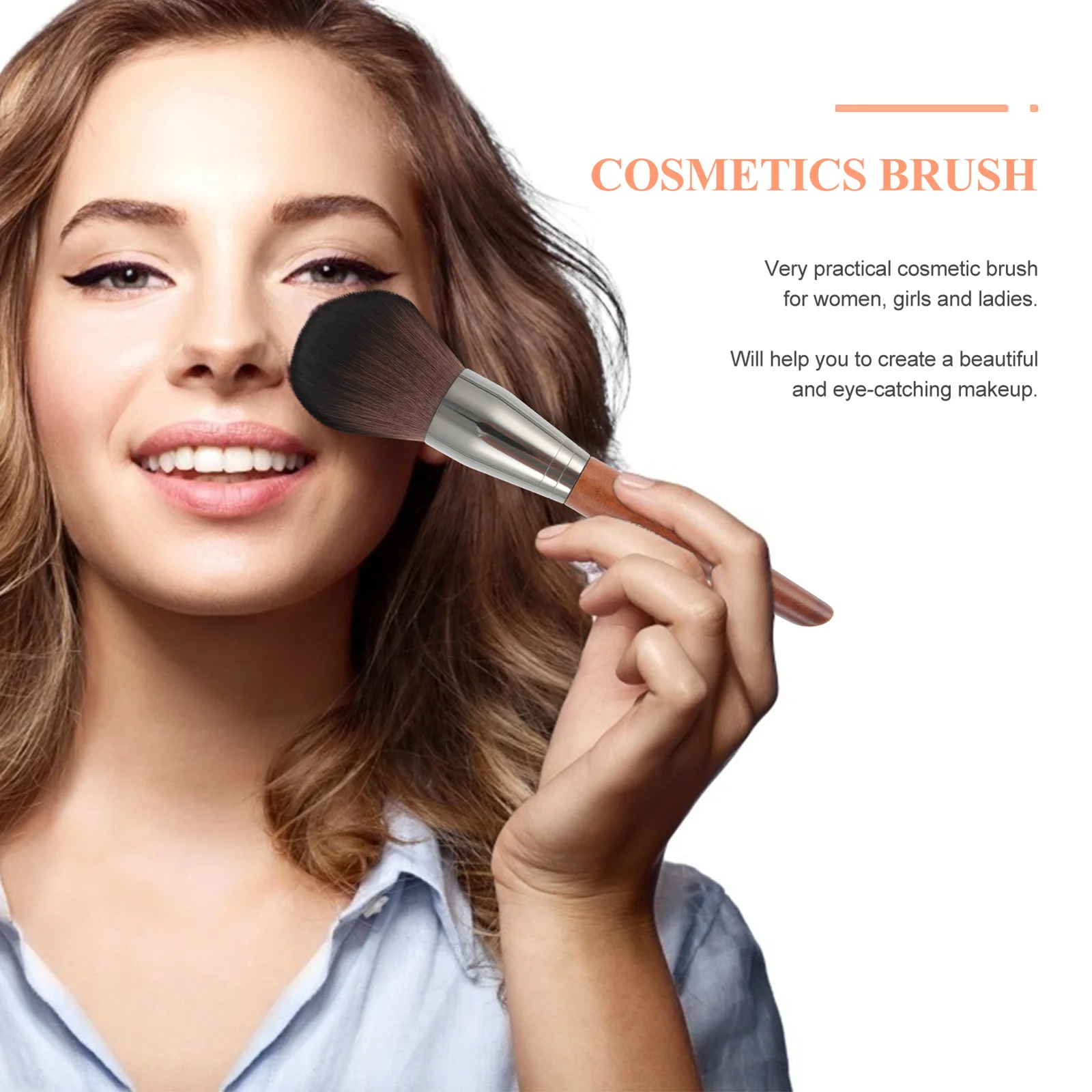 1 ud. Brocha para polvos faciales de alta densidad, pulido de polvos naturales, brocha profesional para base para colorete líquido, herramienta de maquillaje compacta