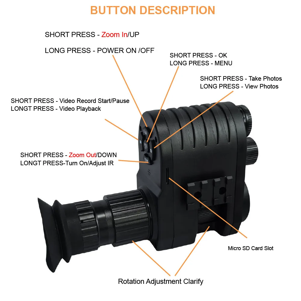 Hunting and bird watching 50mm large lens all black full color night vision sight crosshair cursor set aiming view 4