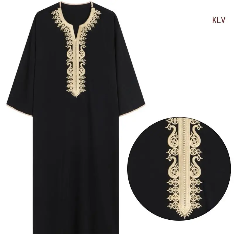 Hombre Kaftan árabe Thobe Túnica árabe islámica Kaftan Oriente Medio, Hombre Casual Manga larga Thobe Túnica árabe Vestido