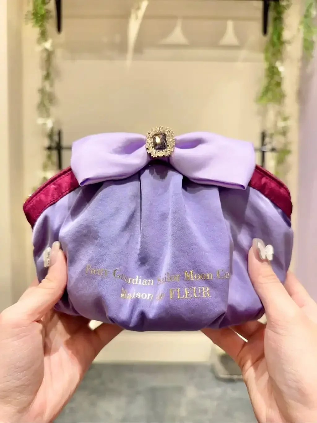 Bolsas de cosméticos de estilo japonés para mujer y niña, Mini bolsos de mano portátiles con lazo de diamantes de imitación, bolso de bola de masa