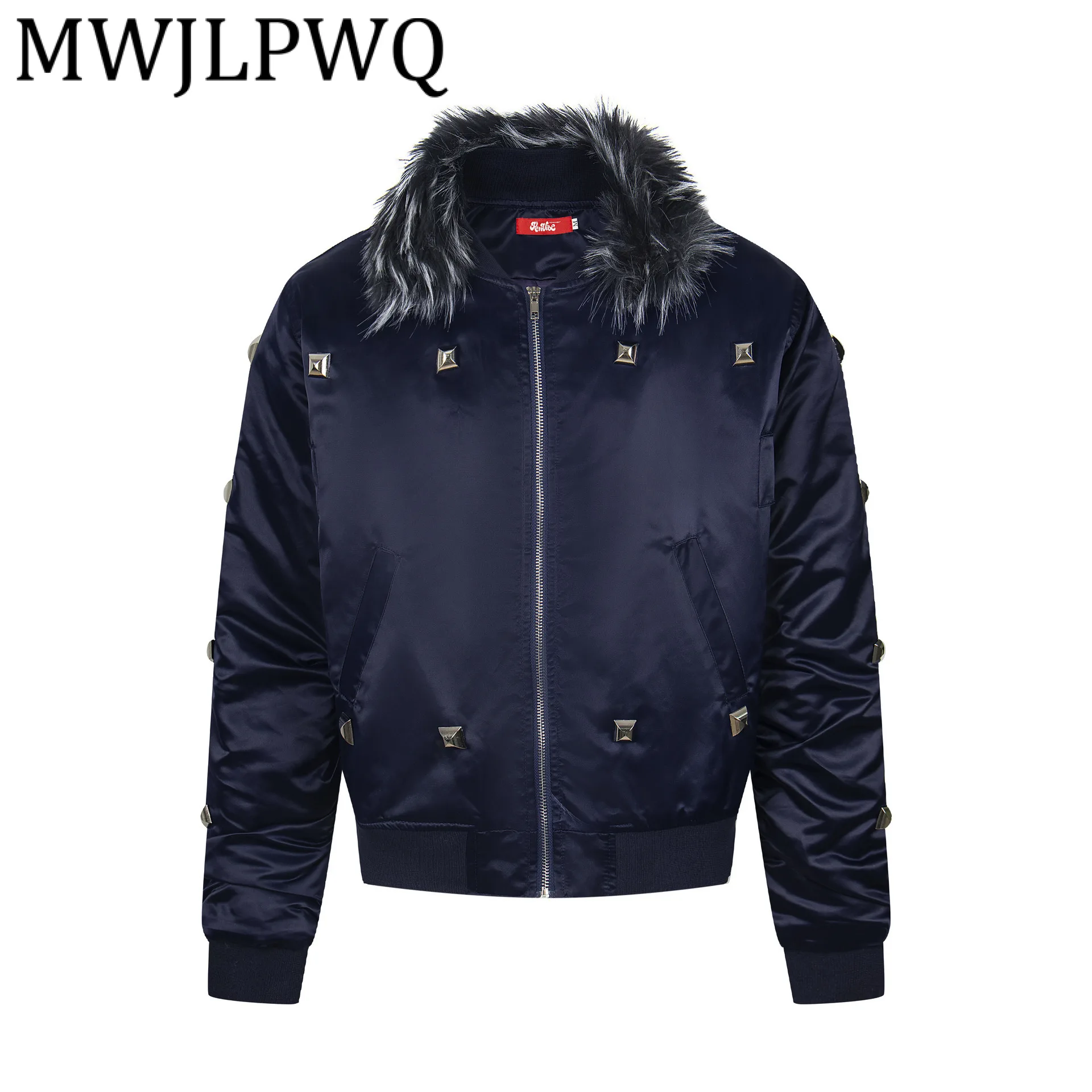 

MWJLPWQ Американская уличная мода, высококачественные дизайнерские хлопковые пальто с заклепками, мужские дизайнерские топы с меховым воротником, модная зима 2020, 12916