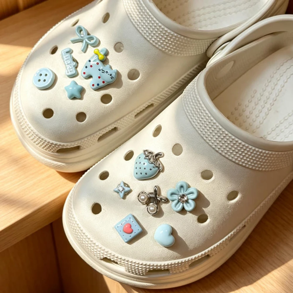 Cute Cat Strawberry Shoe Charms DIY Accessories for Clog & Sandals Kawaii Craft Supplies for Shoe Decor Gift for Women & Girls