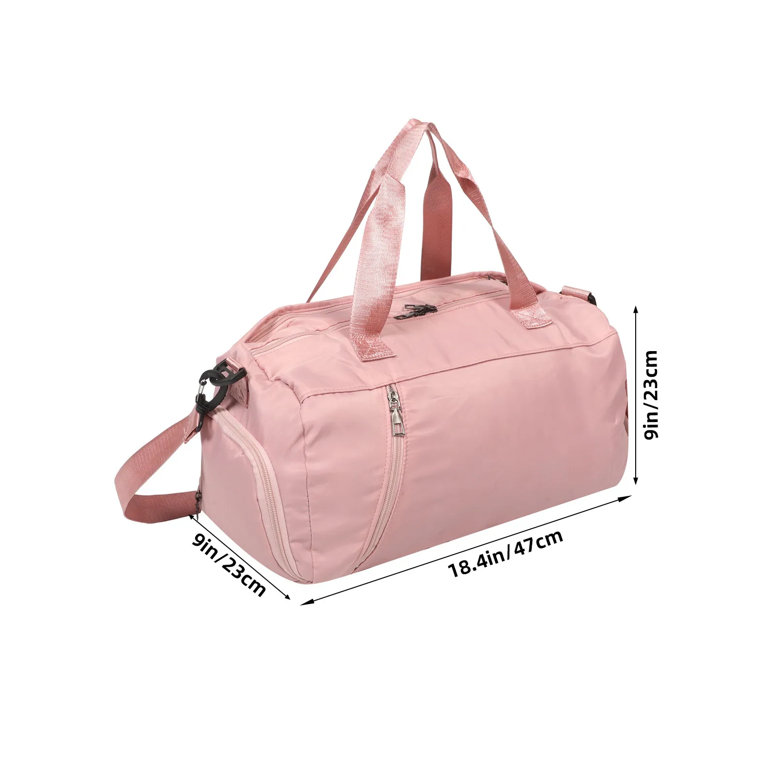 Waterproof Yoga Duffel Bag – Large Capacity Foldable Gym Tote with Wet Pocket, Pink Weekender Travel Shoulder Bag view 5