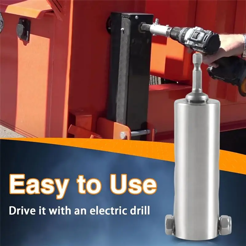 A67P-Stainless Steel Trailer Jack Electric Drill Adapter With 2Pc 1/2Inch Socket Adapter Bit Compatible With Jack Drive Shaft