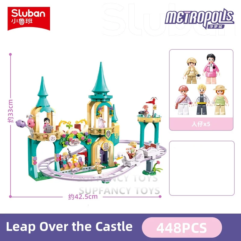 Sluban novo sonho princesa mundo parque de diversões roda gigante castelo modelo blocos de construção conjuntos brinquedos educativos para meninas presente
