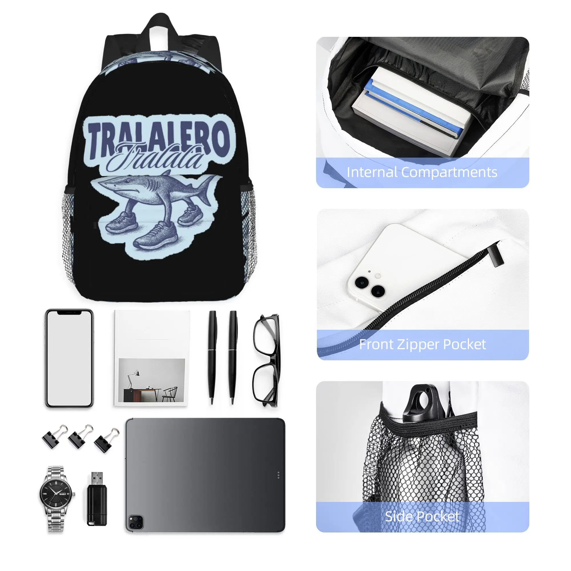 Tralalero Tralala Shark Italian Brainrot Backpack Hot Sale Daypack Boys Girls BookBag Shoulder Bags for Men Women School Bag