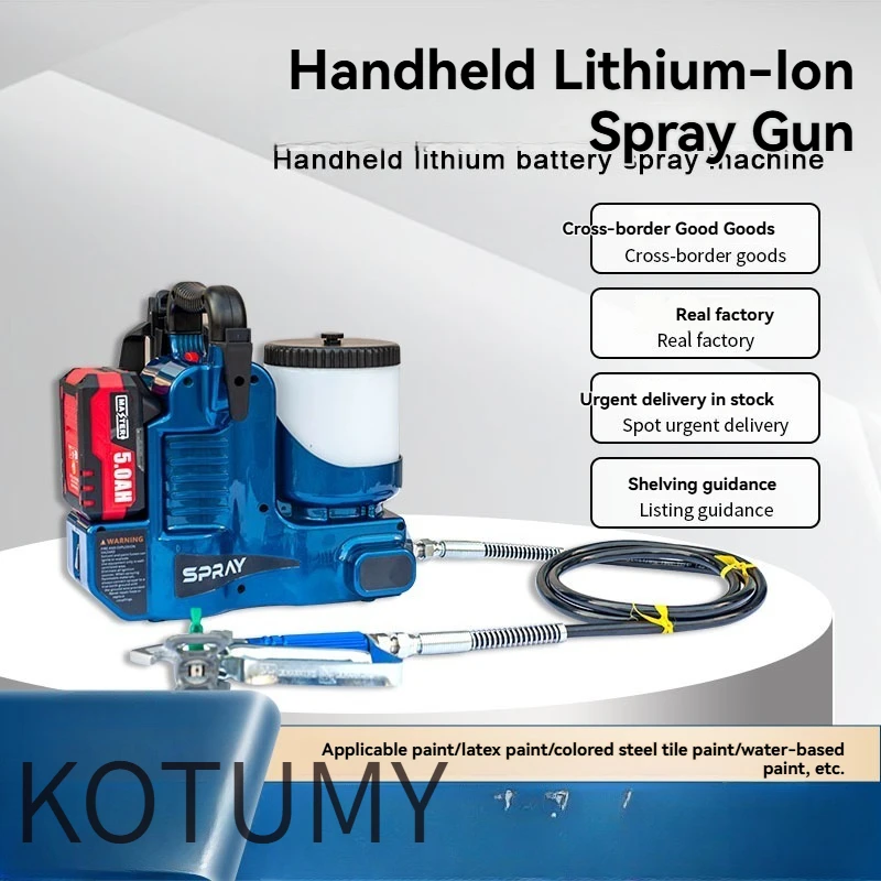 Portable Lithium Battery Paint Sprayer High Pressure Airless Spray Gun Handheld Electric Latex Painting Tool for Home DIY