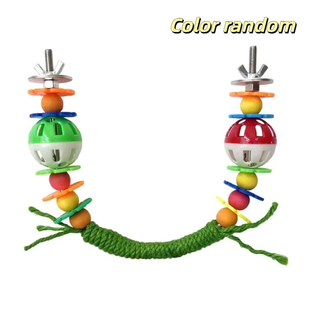 Bite Resistant Bird Perch Stand Wear Resistant Colorful Paw Grinding Sticks with Bell Plastic Parrot Swing Cage Accessory