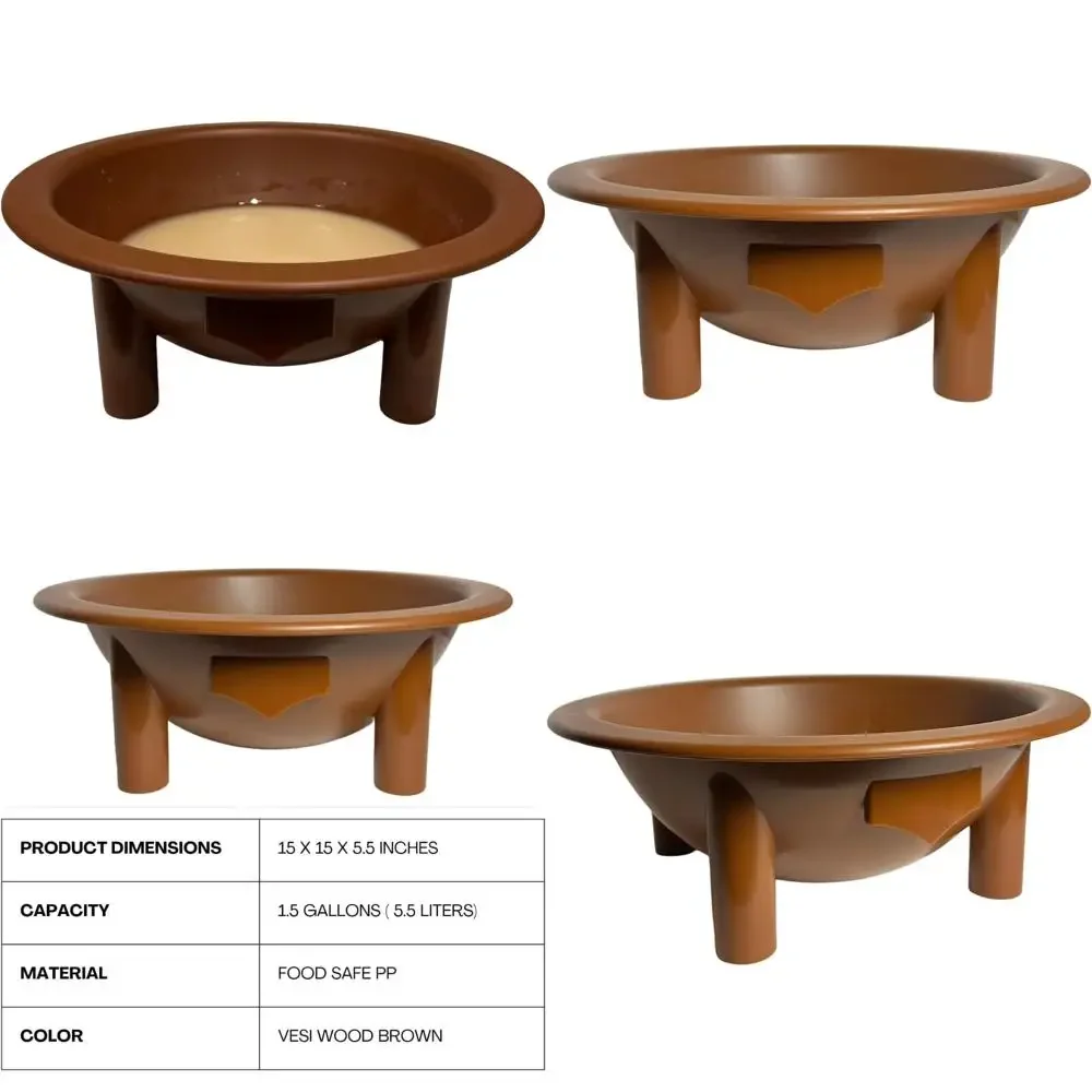 

Традиционная чаша для кавы — пищевой полипропилен емкостью 1,5 галлона, 15x15x5,5 дюймов, коричневая отделка из дерева Vesi, идеально подходит для церемоний Kava