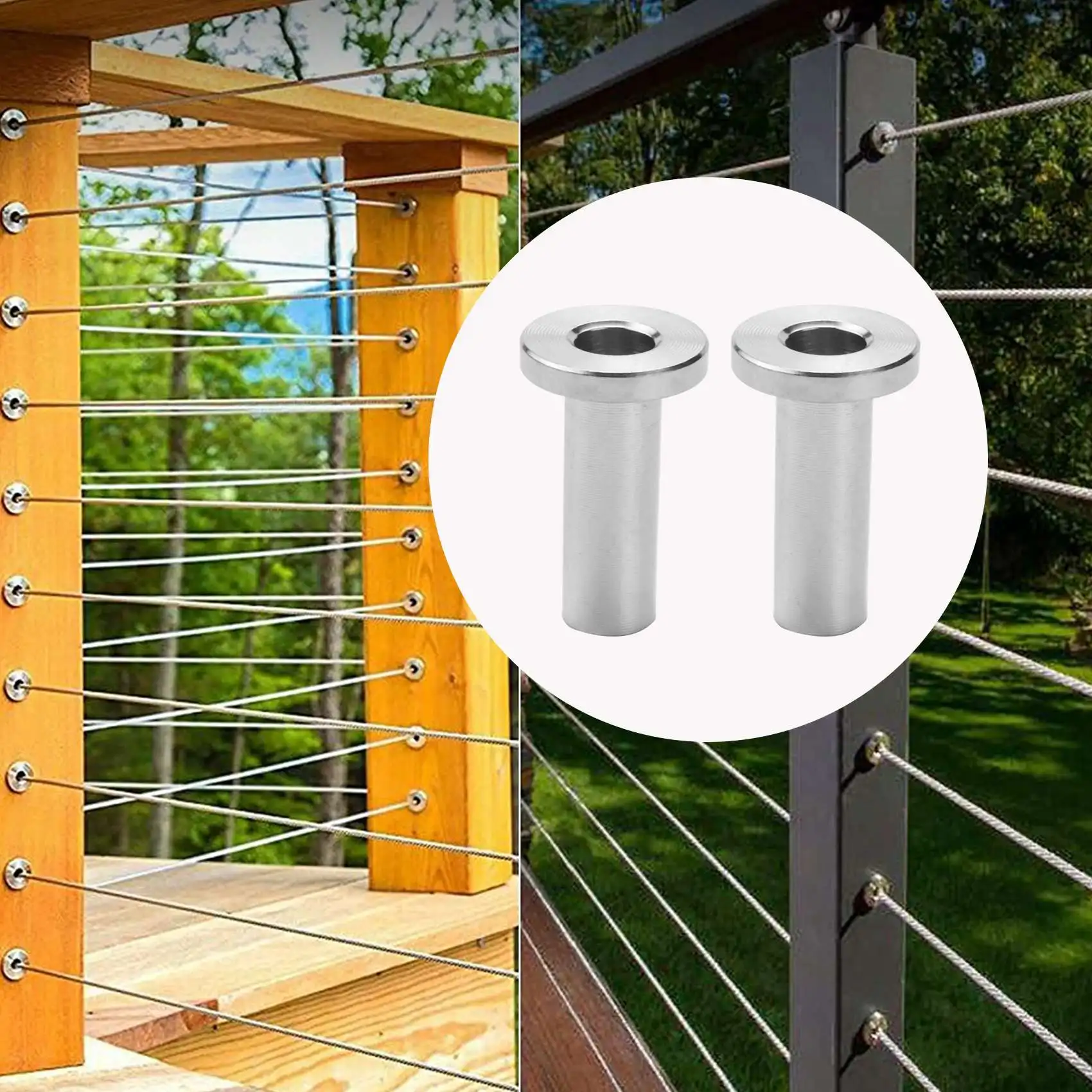 ABRN-20 Pcs T316 Stainless Steel Protector Sleeves For 1/8Inch 5/32Inch 3/16Inch Cable Railing Kit,Wood Posts,DIY Balustrade