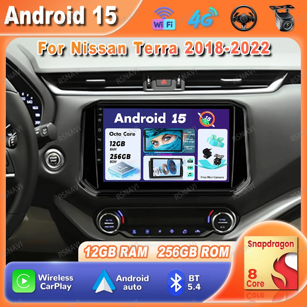 

Автомобильное радио Android 15, для Nissan Terra 2018-2022, BT Viedo, плеер, навигация, GPS, Qualcomm, беспроводной Carplay, авто DVD, QLED, авторадио