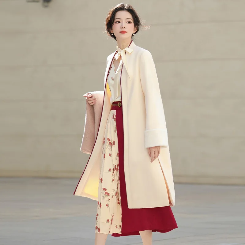 Original Design Fanghua Chinese Style improved Chinese Elements Coat Shirt Skirt Suit Autumn Winter Spring