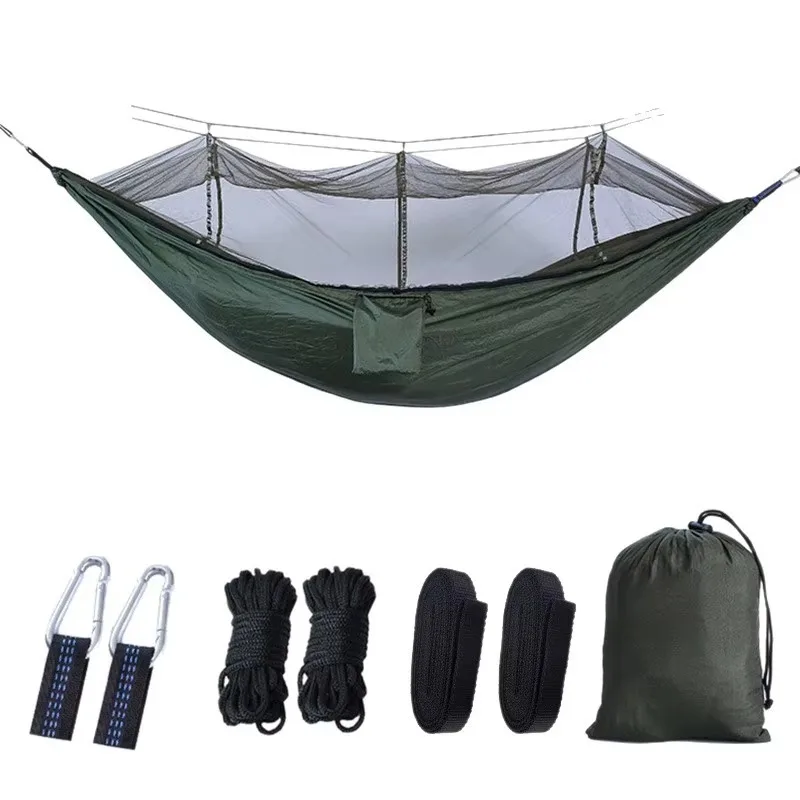 Outdoor Mosquito Net  Hammock Anti-Tipping Fully Automatic Indoor Swing Chair Hanging Camping Chair 250kg Capacity Blue