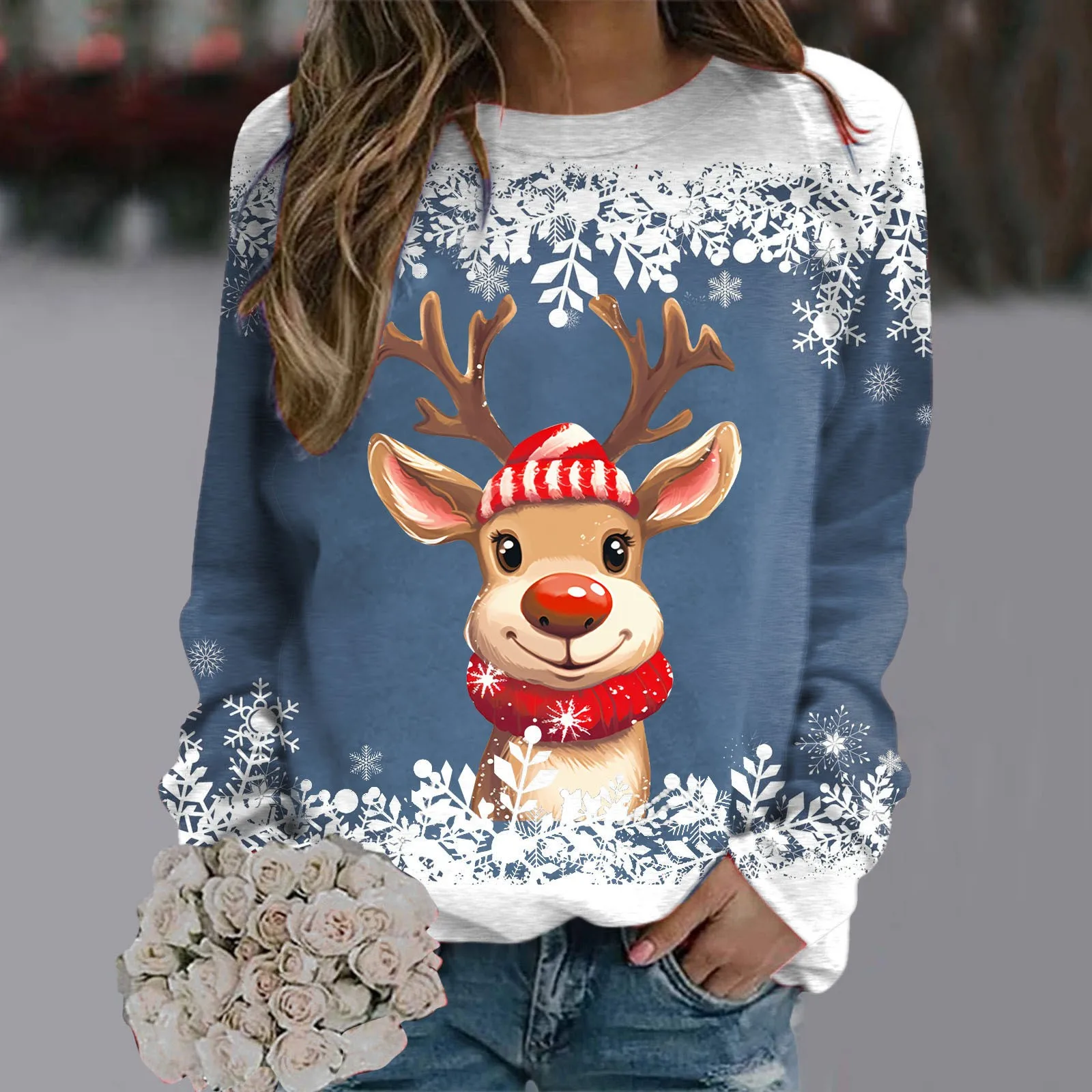 

Hoodie For Women Sweatshirt Santa Maid Girls Long Sleeve Crew Neck Hoodie Casual Suitable Sweatshirt With Cute Fawn Hoodie 2024