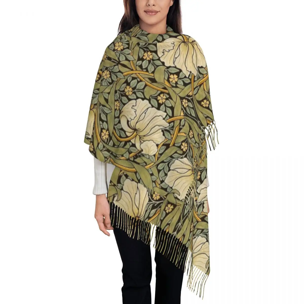 Custom Print William Morris Pimpernel Scarf Women Men Winter Fall Warm Scarves Floral Textile Pattern Shawls Wraps