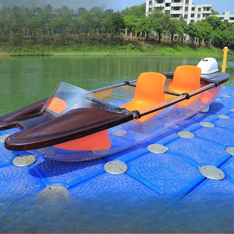 Electric PC transparent boat, remote control can advance and retreat, plastic boat yacht kayak assault boat