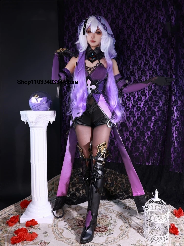 Costume cosplay cigno nero Honkai Star Rail Чёр Biya Лебедь Set completo parrucca Halloween Swan Negro Fortune Teller Seer