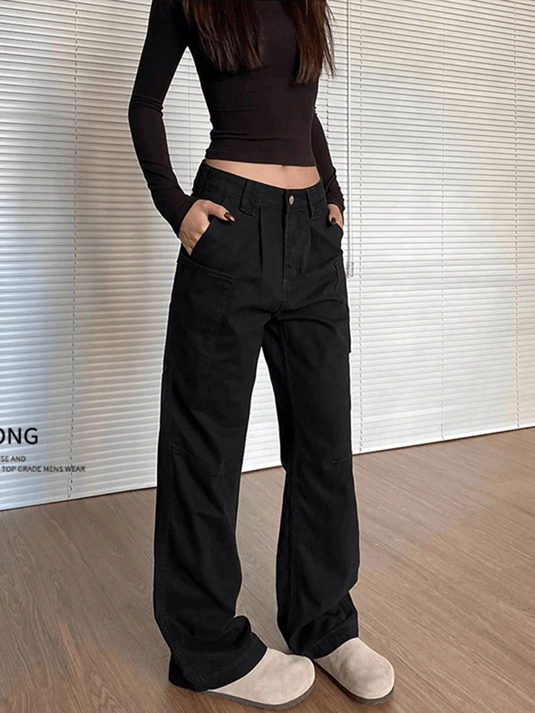 

Ey мужские свободные прямые брюки для спецодежды American High Street Cleanfit повседневные широкие брюки весна осень мода