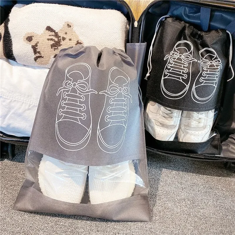 

5pcs Shoes Storage Bag Closet Organizer Non Woven Travel Portable Bag Waterproof Pocket Clothing Classified Draw Hanging Bag