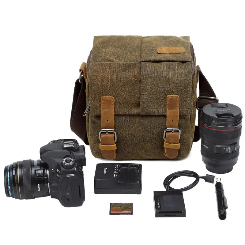 

Vintage Canvas Photography Shoulder Bag Sling SLR Camera Carrying Case Small Travel Bags for Nikon Sony Canon
