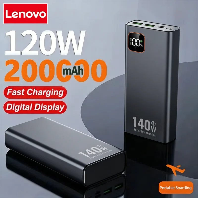 

Lenovo 500000mAh 140W Ultra Capacity Power Bank Super Fast Charging CCC Portable Battery Charger For IPhone For Samsung 2026