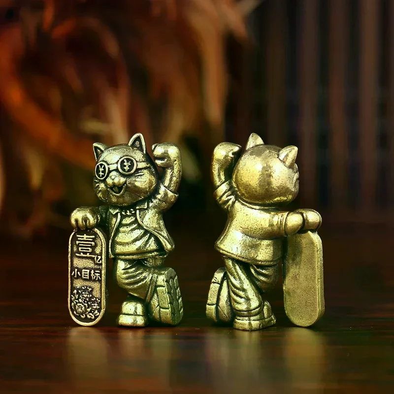 Figurine de chat porte-bonheur en résine, attrayant un milliard de richesses, décoration de bureau et de maison, cadeau Feng Shui