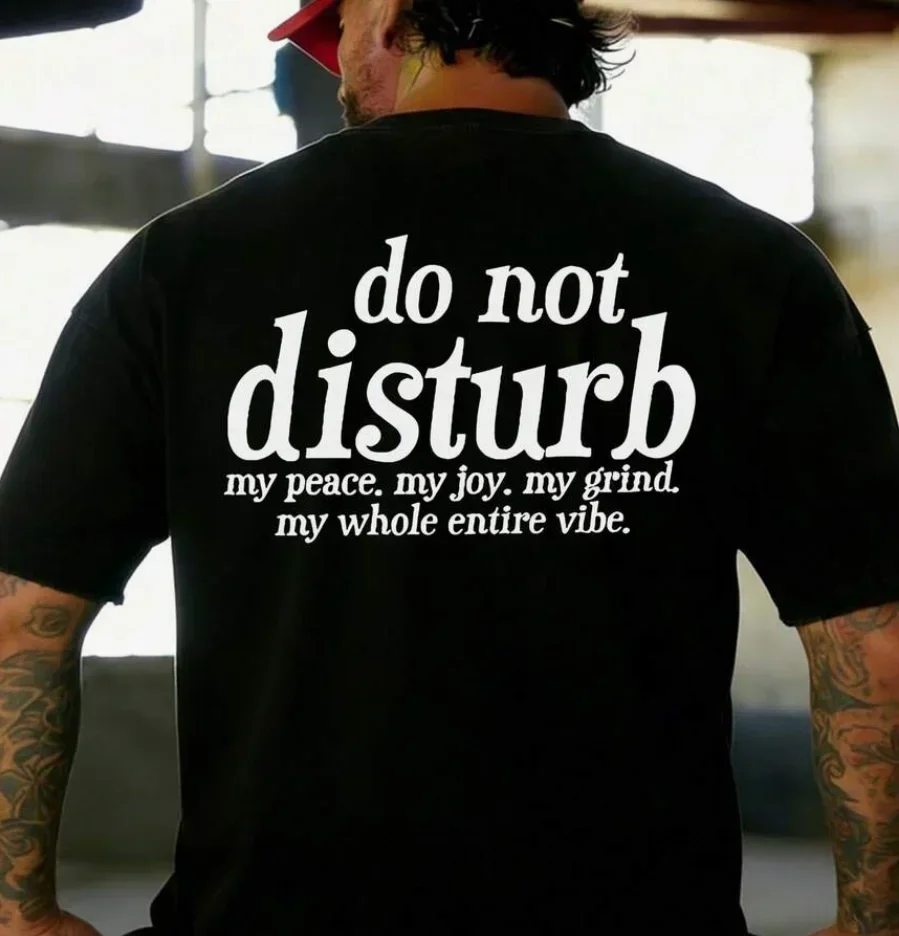 Men's T-shirt Casual Versatile Simple English Slogan Printing Fashion Trend Retro Simple Short Sleeved T-shirt
