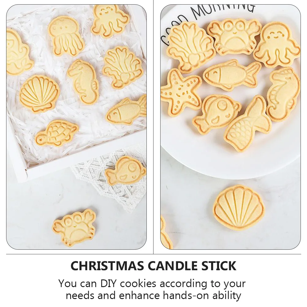 

8 Pieces Sea Creature Cookie Biscuit Mold Fruit Cutting Non Rusting Easy Clean Baking Tools Stainless Steel
