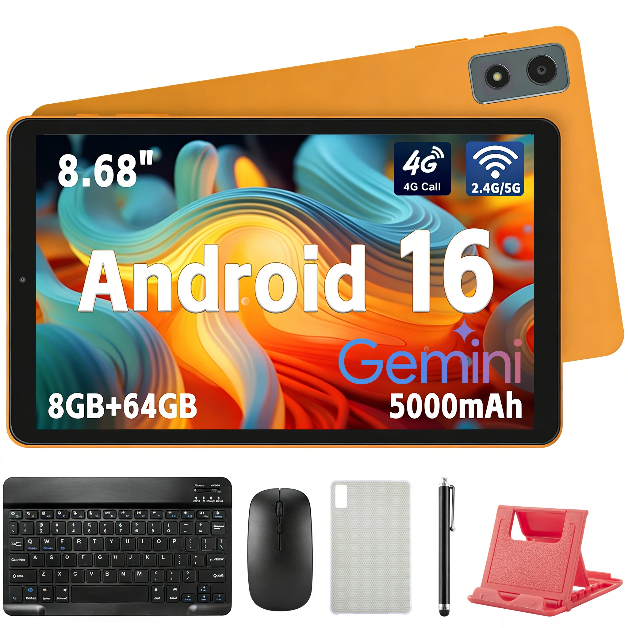 Paitanry Android 16 Tablet PC 8.68 Inch 4G LTE T616 8 Core 8GB RAM 64GB ROM 5000mAh Dual WiFi 6 Face ID GPS Dual SIM 2026 Tablet