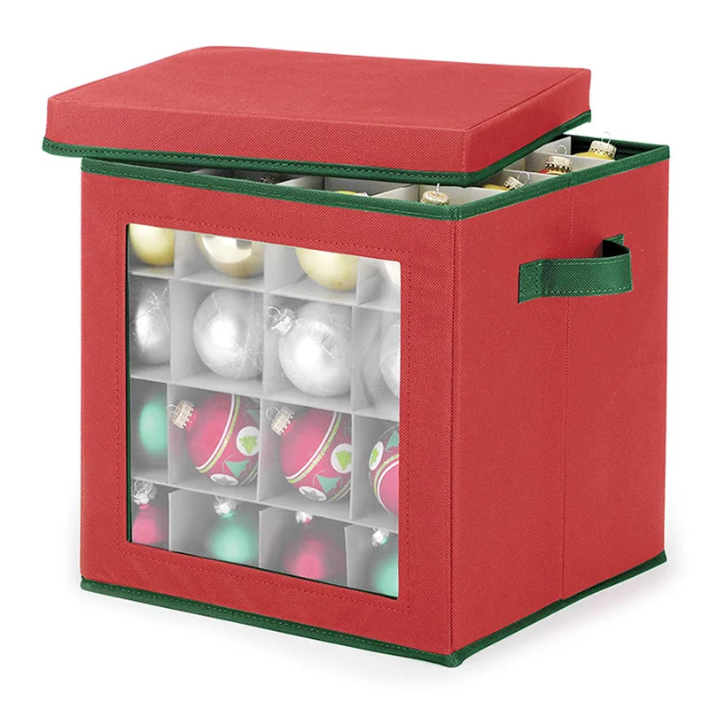 

Christmas Ornament Storage Container Box Fits up to 27 Ornaments, Holiday Ornaments Storage Boxes with Dividers