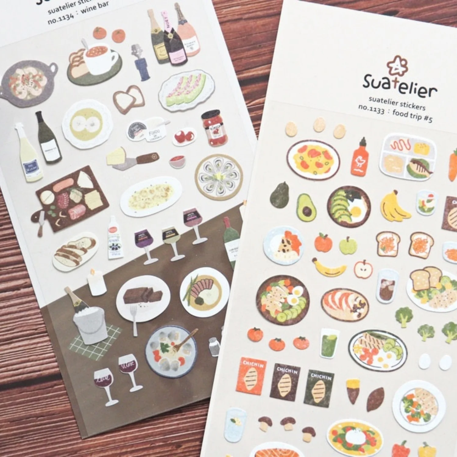 Korean Import Suatelier Wine Bar Food Trip 5 Paper Sticker Scrapbook Decoration Stationery DIY Stickers School Office Supply