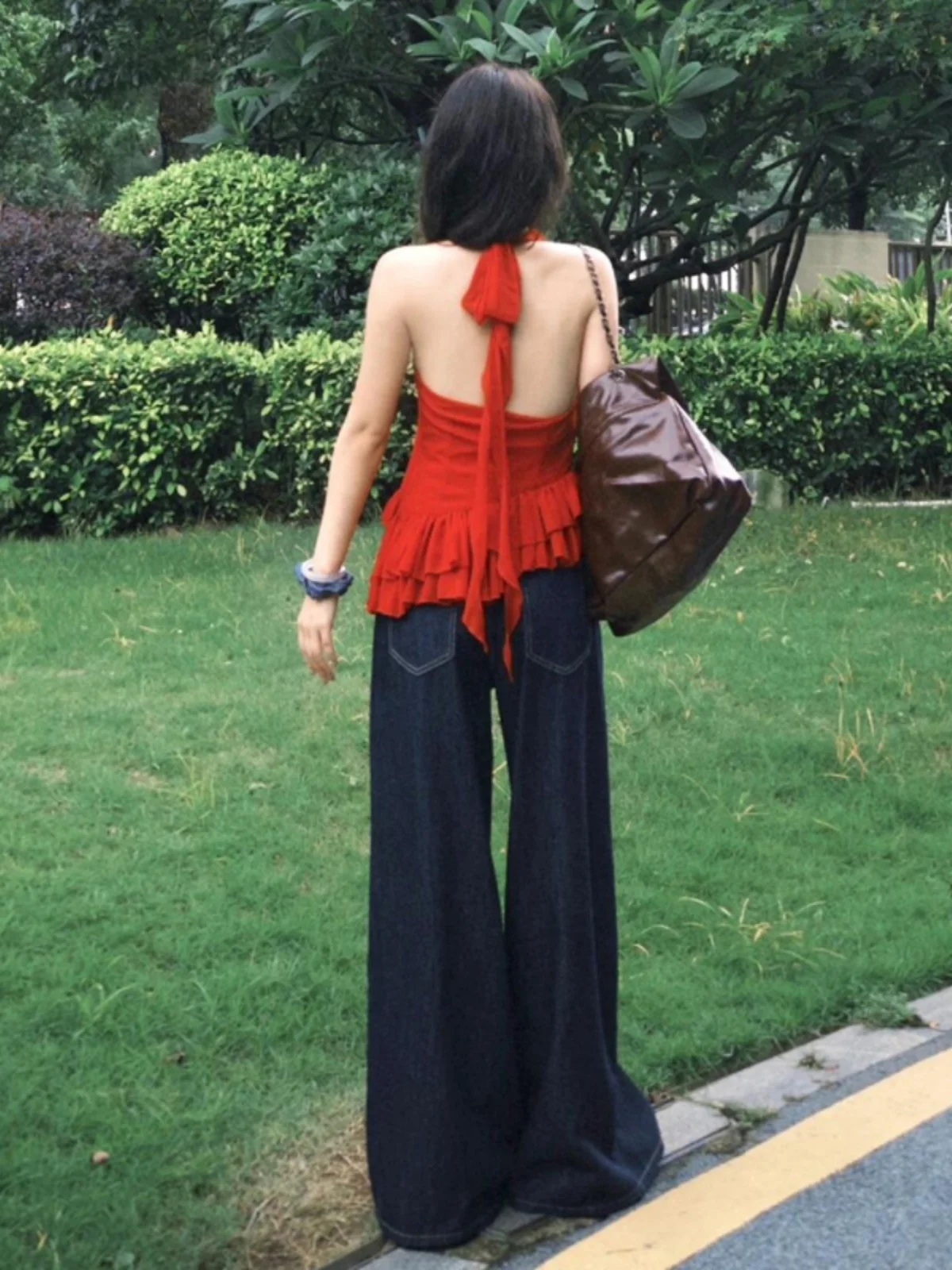 High Waist Wide Leg Blue Jeans Women's Autumn New Sle Loose Drapey Straight Floor-Length Pants American Sle plus Size