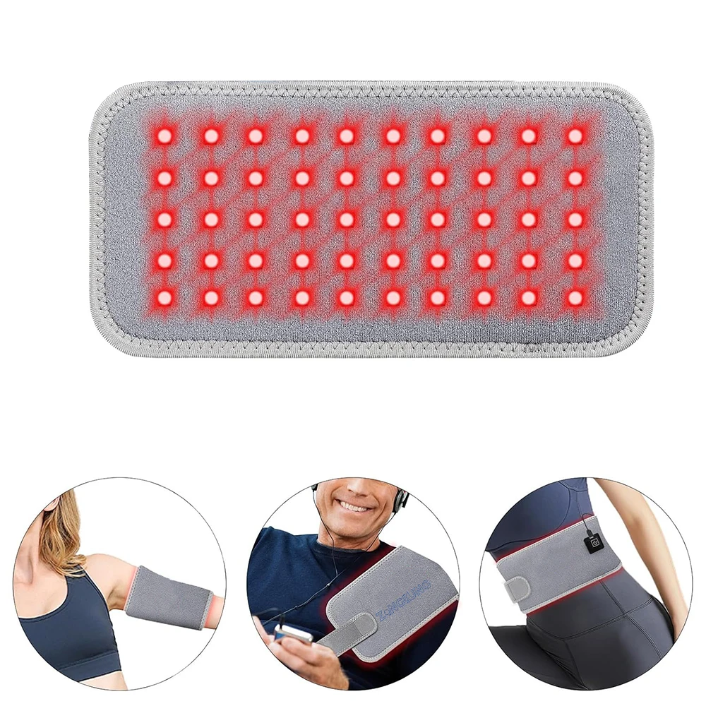 60 LEDs Red＆Infrared Light Therapy Belt 850nm 660nm Back Burn Fat Wrap Slimming Machine Waist Heat Pad Full Body Joints Muscle