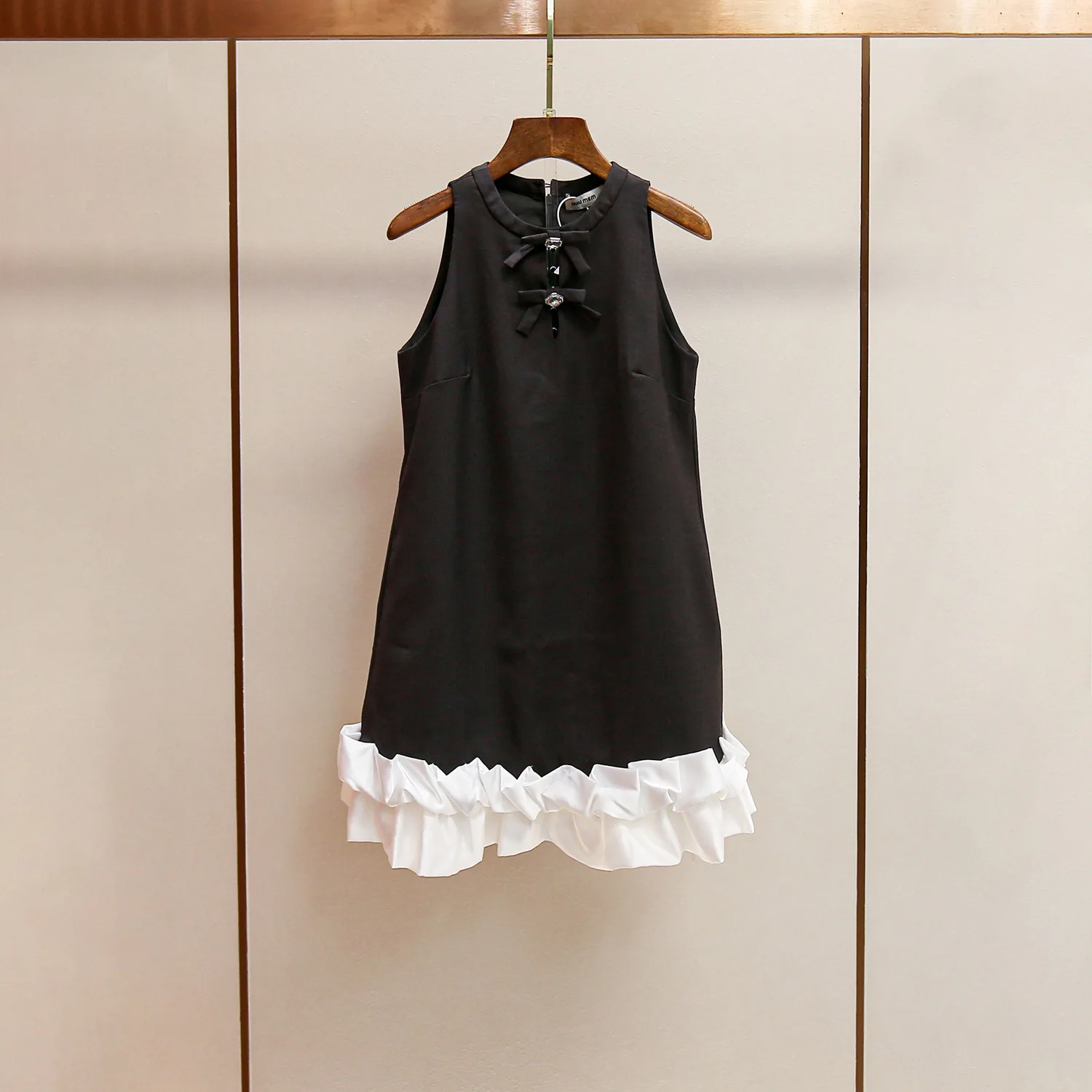 

MaSande Ele Retro Faion Dr with Bow Splicing Skirt Polyester Fiber round Ne Svel Spring New Arrival