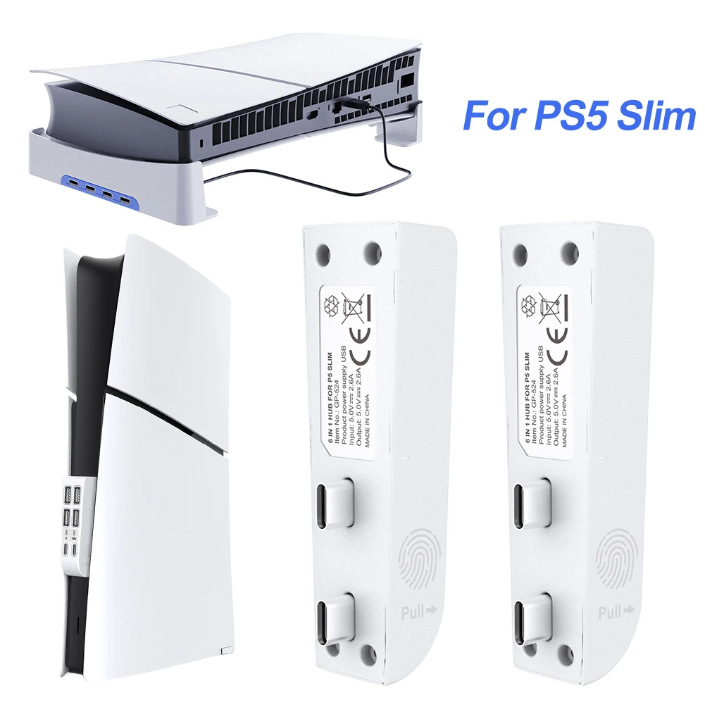 For PS5 Slim USB Splitter Expander Hub Adapter with 4 USB&2 Type C Port High-Speed Expansion Hub Splitter for Playstation 5 Slim