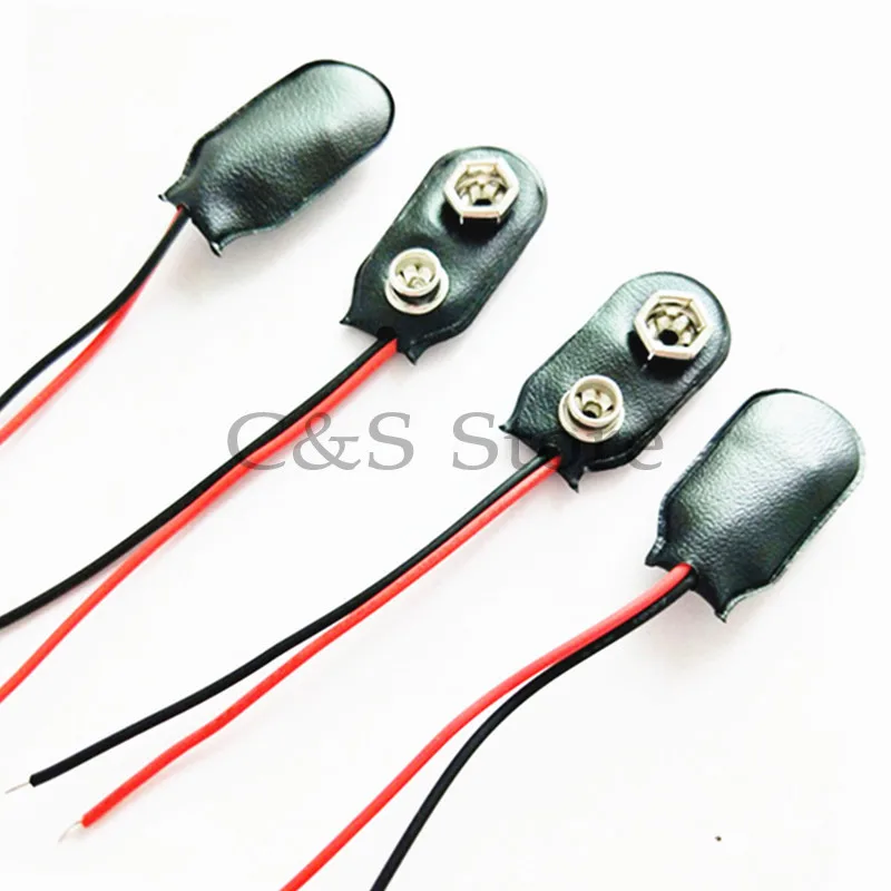 10Pcs 15cm Black Red Cable Connection 9V Battery Clips Connector Buckle T type / I type