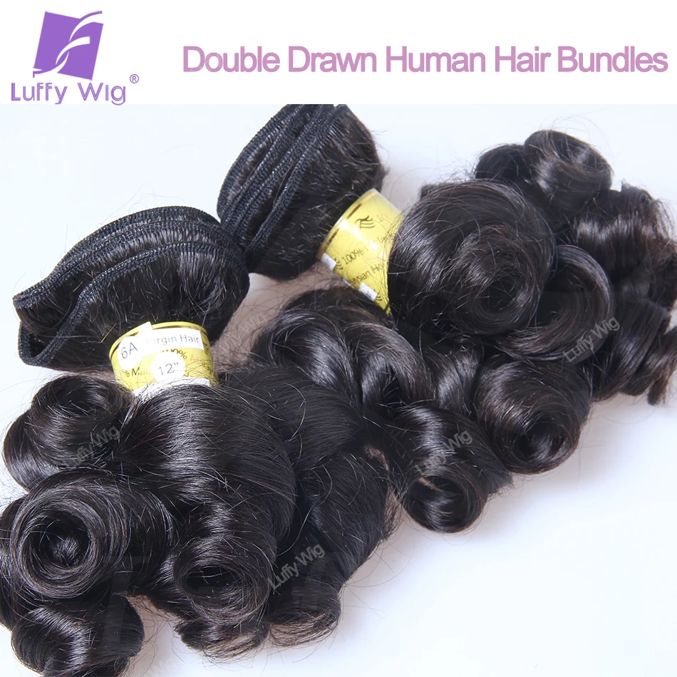 Bouncy Curly Human Hair Bundles Burmese Double Drawn Remy Hair Weave Weft Funmi Curly Hair Extensions For Black Women Luffywig