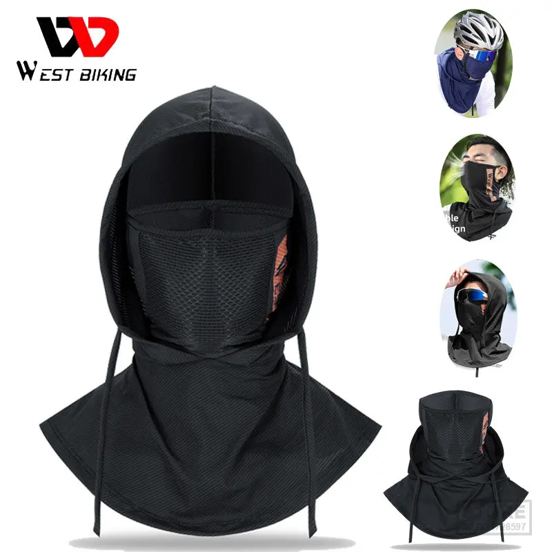 WEST BIKING Summer Full Face UV Protection Motorcycle Cycling Hood Ice Silk Balaclava Mask Hiking Fishing Hat Cooling Sport Gear