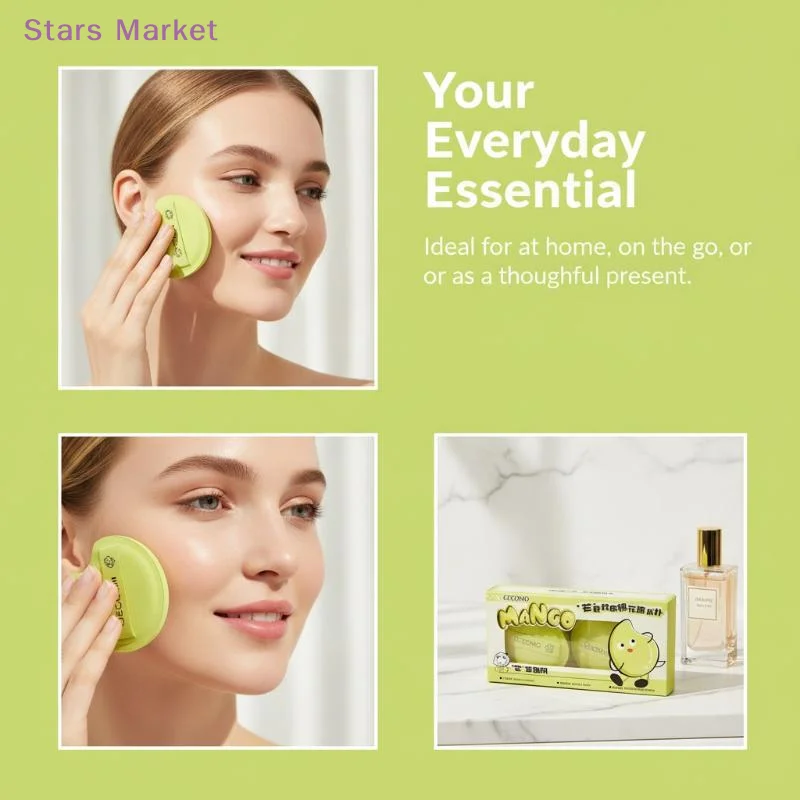 2 Pieces Mango-shaped Marshmallow Powder Puff Wet And Dry Dual-use Soft & Skin-friendly Makeup Sponge