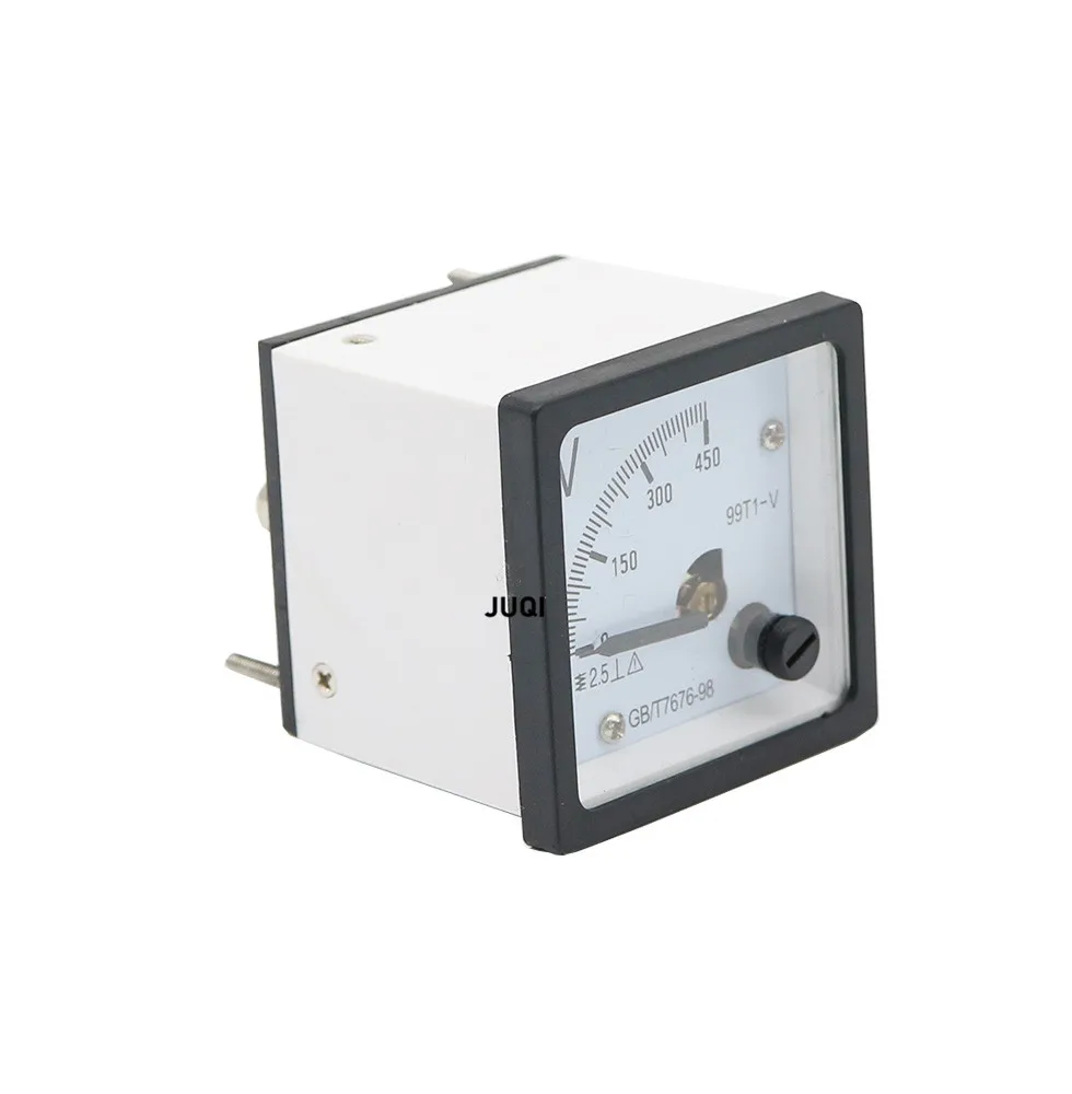 99T1-V Pointer type AC voltmeter  50V 100V 150V 250V 300V 450V 500V  Range Analog Voltmeter Gauge Panel 48x48mm