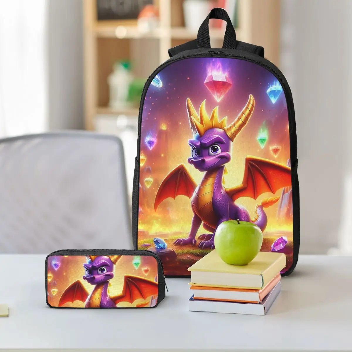 Ice Spyro Backpack Student Boys Girls BookBag School Bag Laptop Shoulder Bags 3ps Insulated Lunch Bag Pencil Case