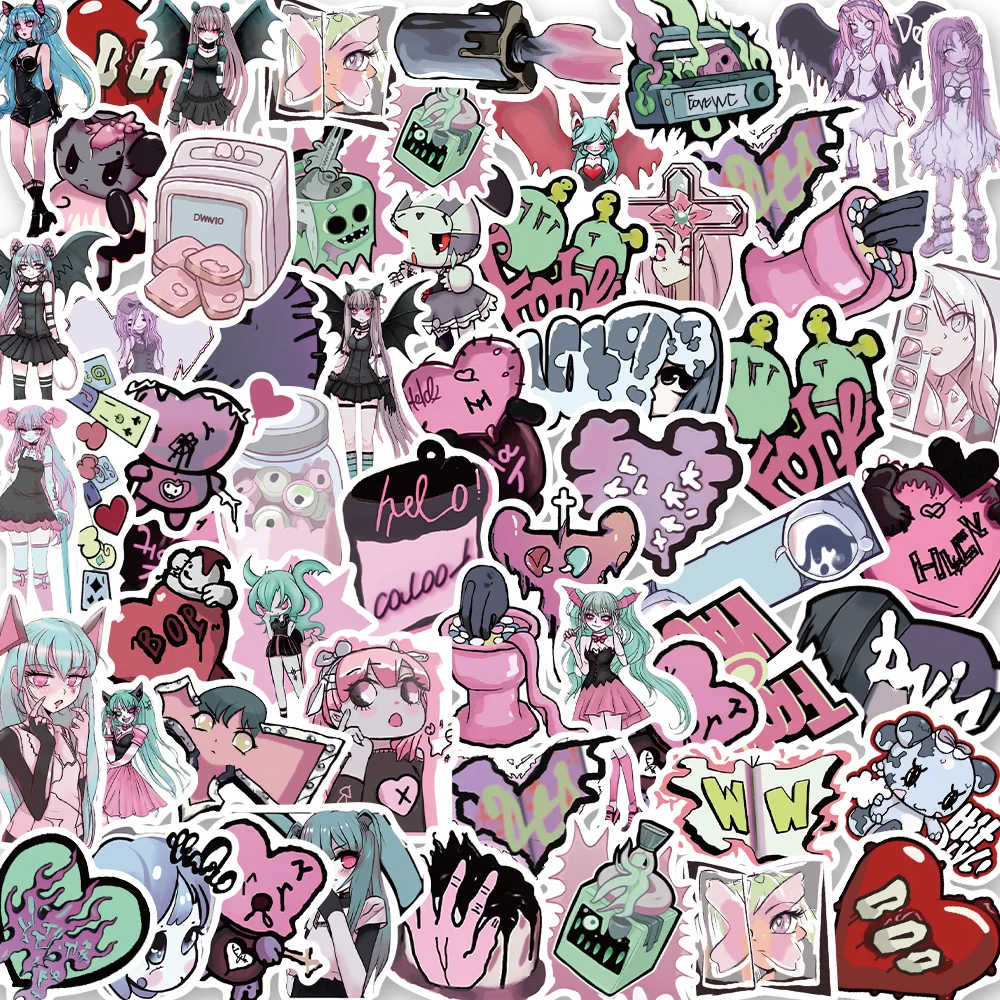 10/50pcs Ins Style Stickers Pink Kawaii Y2K Domi Girls Gothic Stickers ecals DIY Notebook Phone Skateboard Bottle Waterproof